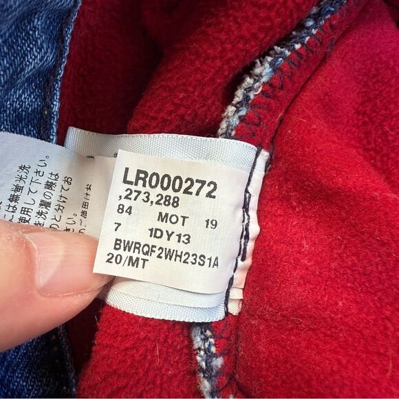 LL Bean Original Fit Relaxed Hi Rise Red Fleece Lined Blue Jeans Sz 20 M/T - Picture 14 of 15